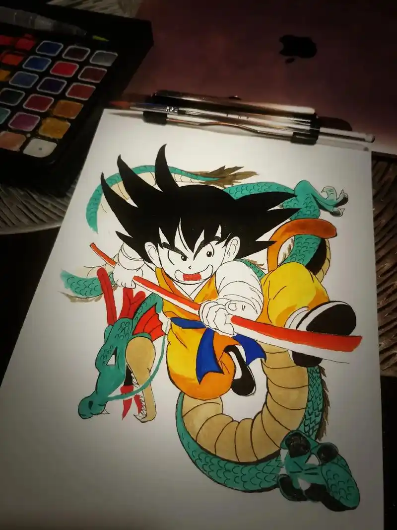 悟空.#画画使我快乐 #七龙珠 #水彩漫画人物  - 抖音