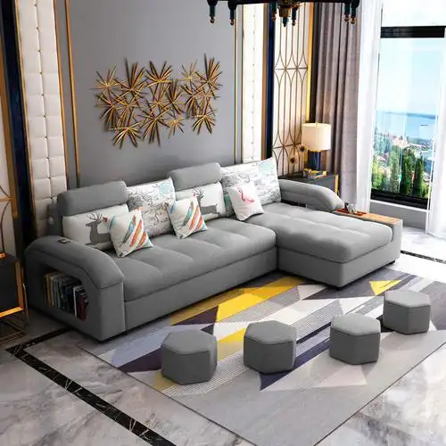 客厅沙发床可折叠双人多功能两用小户型坐卧推拉伸缩转角贵妃储物