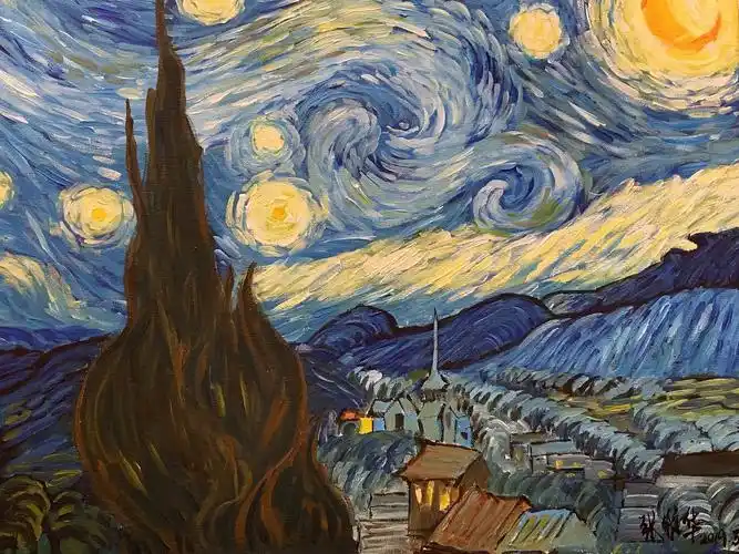 《星空》(梵高)《日出·印象》(莫奈)《巴黎雨天的街道》(古斯塔夫)