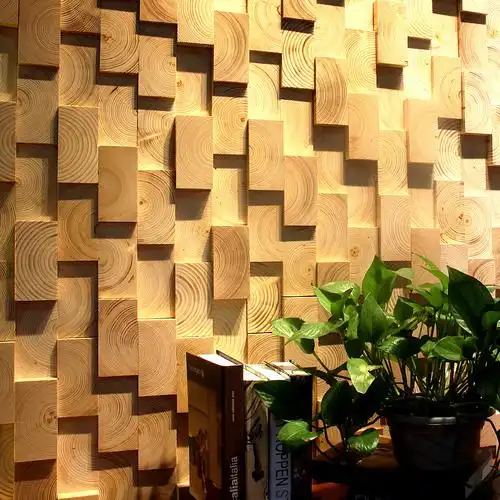 松木天然实木马赛克客厅电视背景墙茶馆咖啡馆餐厅马赛克