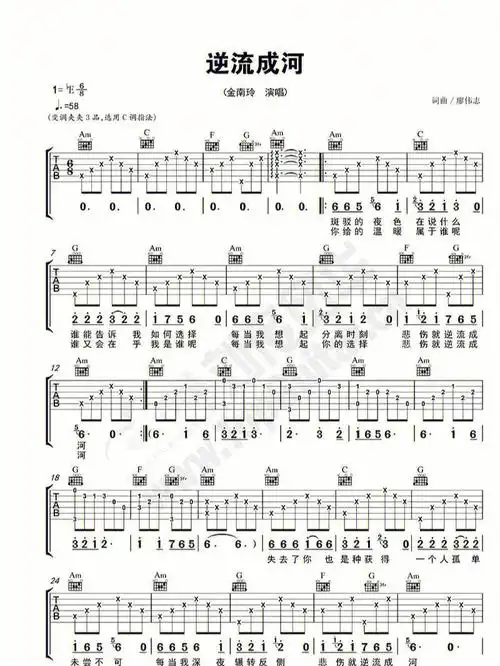 《逆流成河》吉他谱🎸