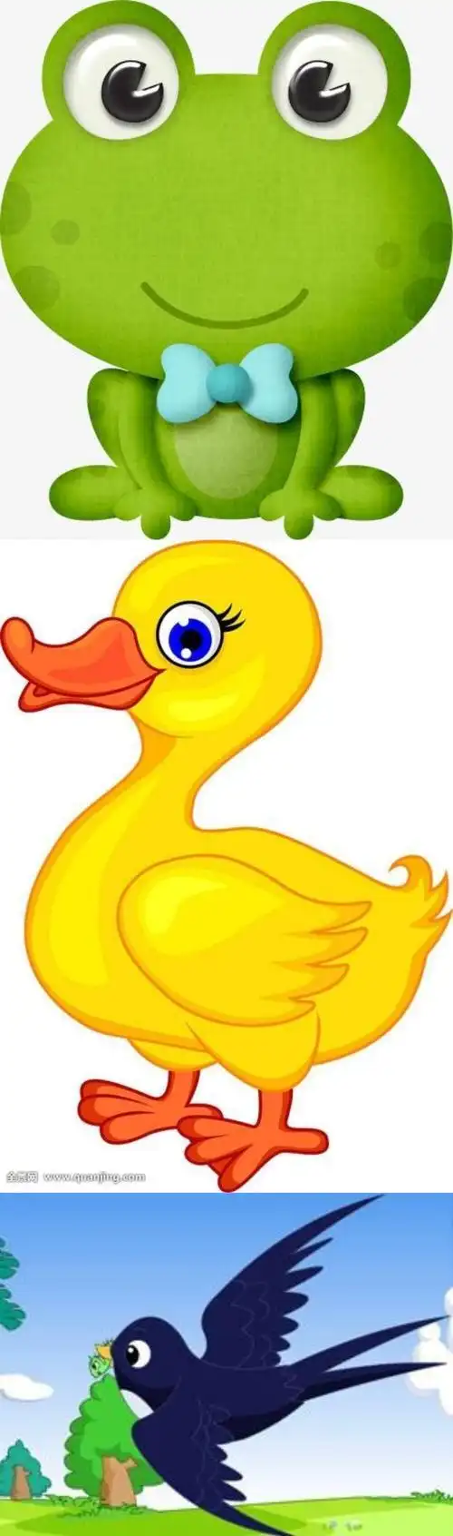 原来是小青蛙,小鸭子和小燕子.我们一起来听一听他们发生了什么故事吧