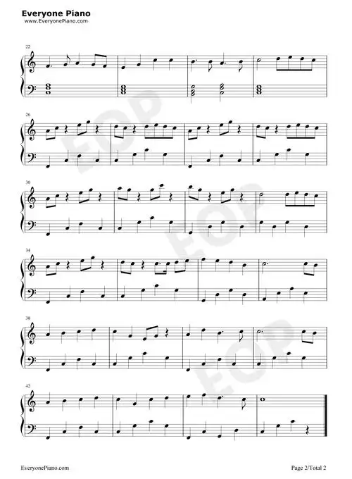 lemon-初学者c调简易版五线谱预览2-钢琴谱文件(五线谱,双手简谱,数字