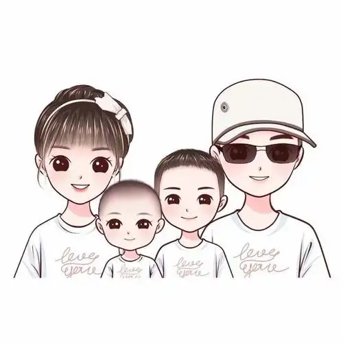 动漫手绘头像,一家四口头像合集,全家福微信头像