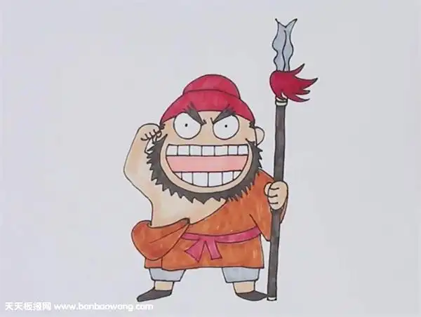 张飞简笔画步骤教程涂色好看三国人物张飞简笔画图片大全张飞的兵器简
