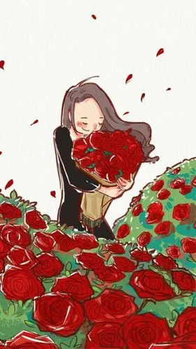 高清壁纸锁屏 卡通动漫手绘 玫瑰花