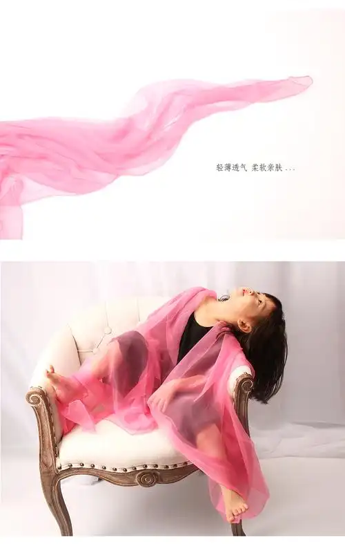 恒源祥(hyx)新品同款秋冬薄款丝巾女长款舞蹈大纱巾飘逸 橙黄