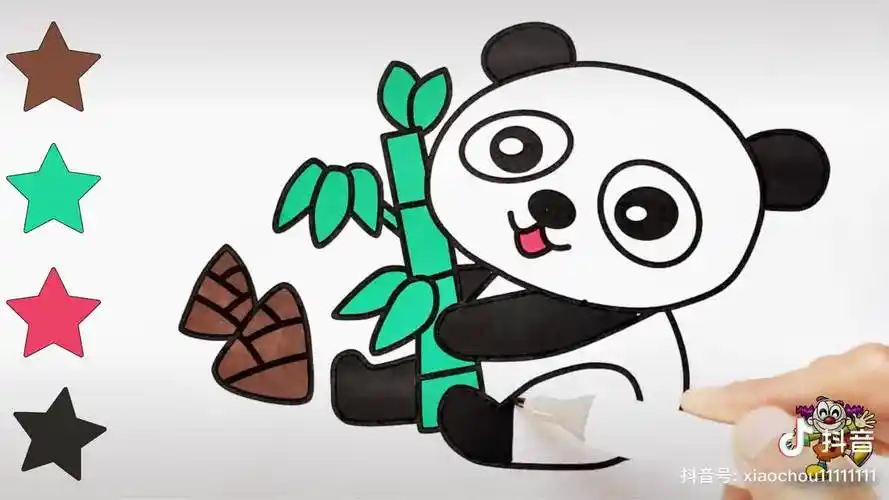 简笔画熊猫吃竹子图片 -好运宝贝