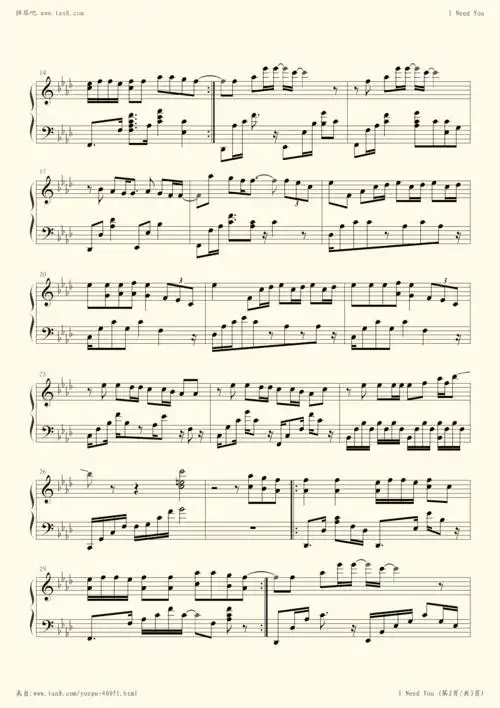 钢琴谱 - i need you(防弹少年团)