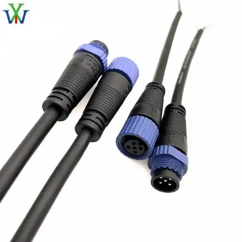 m16防水连接线5p尼龙公母插头 户外路灯线快接头ip67防水线