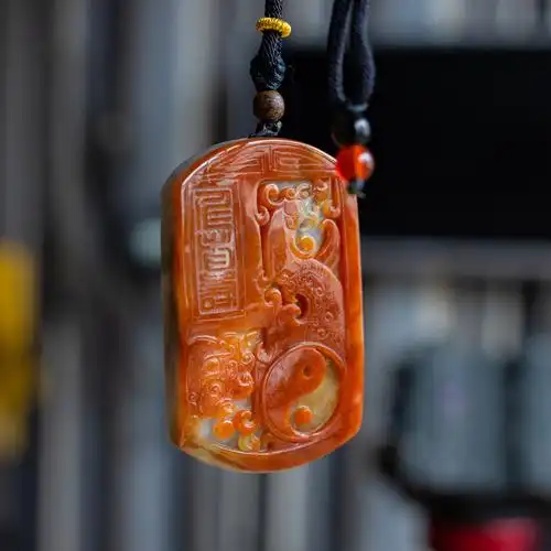 天然翡翠吊坠挂件仿古龙凤俏雕冰种xxw4121颈饰