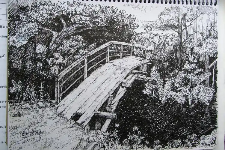 钢笔画建筑风景手绘线稿