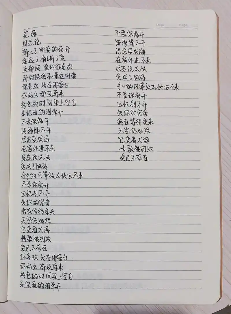 手写歌词|《花海》 手写打卡|第107天 天空仍灿烂 它爱着大海