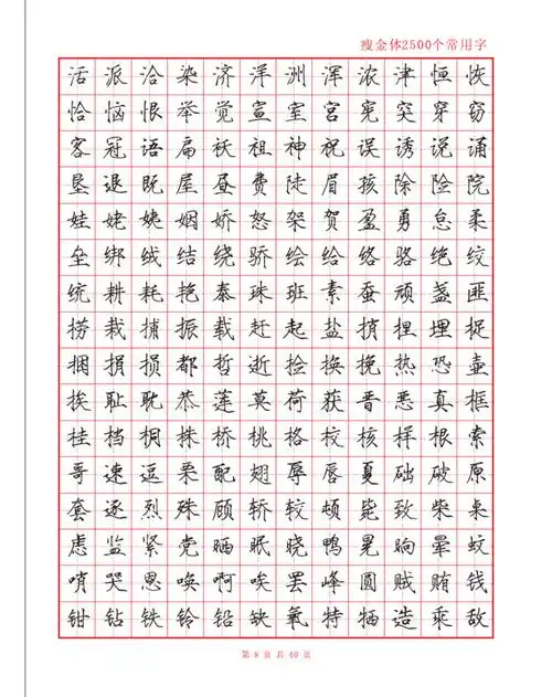 千字文,瘦金体