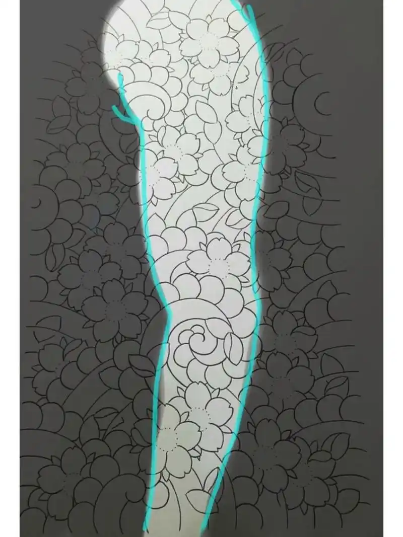 传统樱花臂纹身图案,武汉龙族纹身 樱花传统花臂手稿