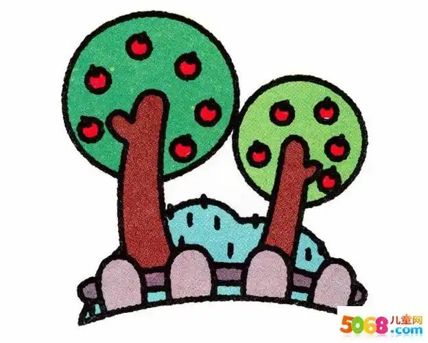 果园风景简笔画画法步骤7景色宜人的山水简笔画自然简笔画星空简笔画