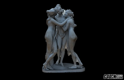 c4d三个互相抱着的女人雕塑模型 the three graces