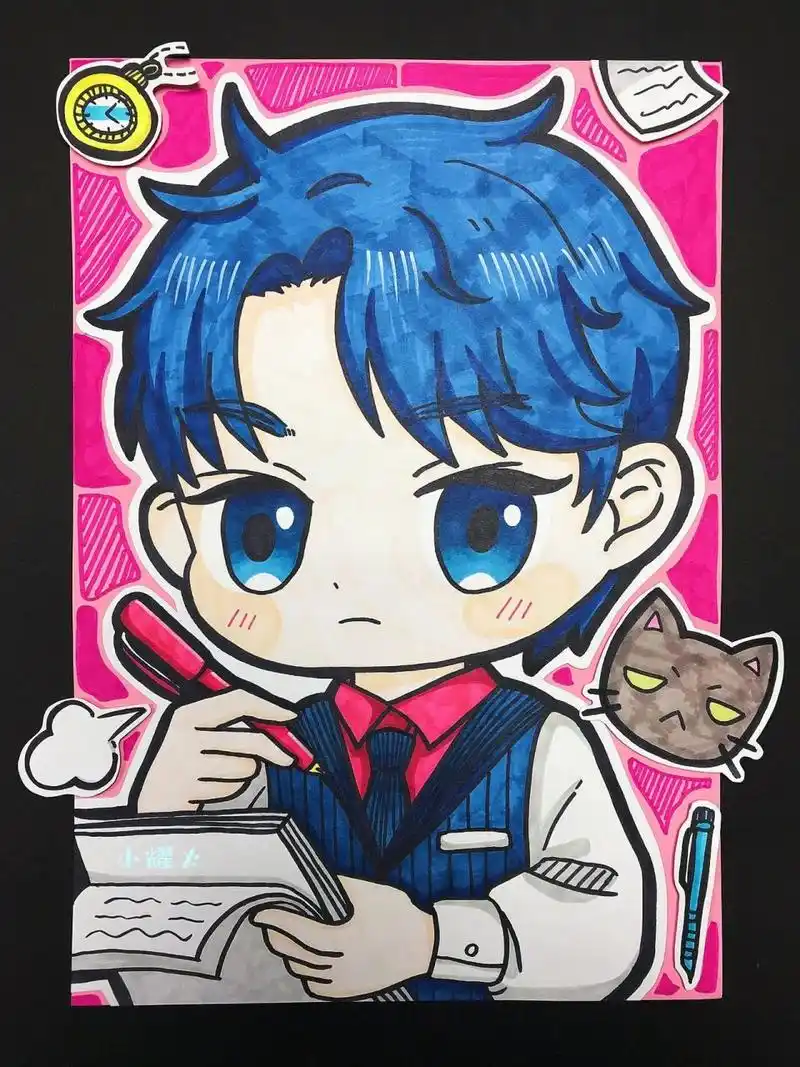 动漫男生半身|马克笔手绘 动漫临摹,男生半身像.