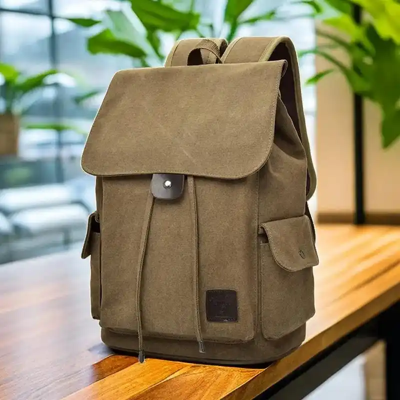 帆布双肩背包,读书旅行通勤必备.这款包包帆布面料制作,内有设 - 抖音