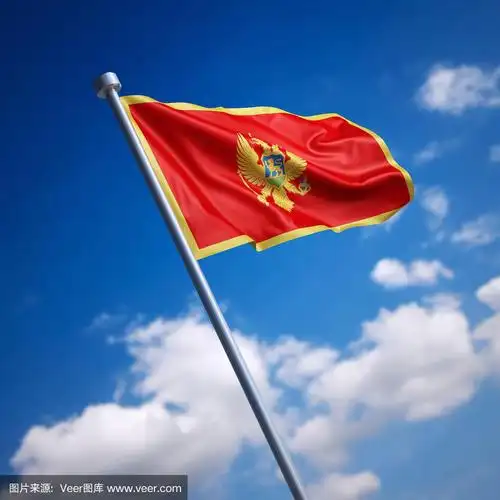 蓝天下的黑山国旗