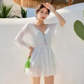 亚晨诗丽游泳衣女夏仙气分体性感2021年新款时尚小胸聚拢比基尼大码三