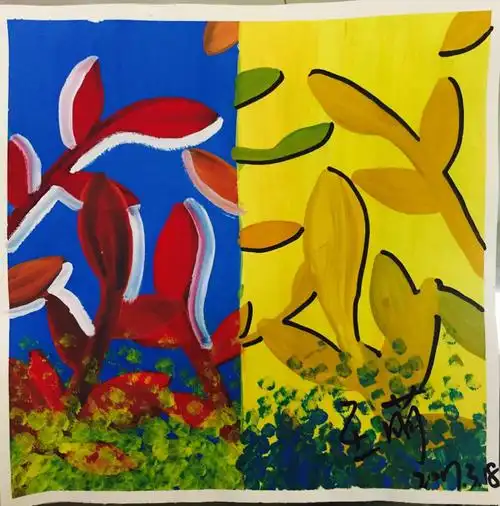 3.18东校区创意素描班六晚水粉《色彩构成2对比色》