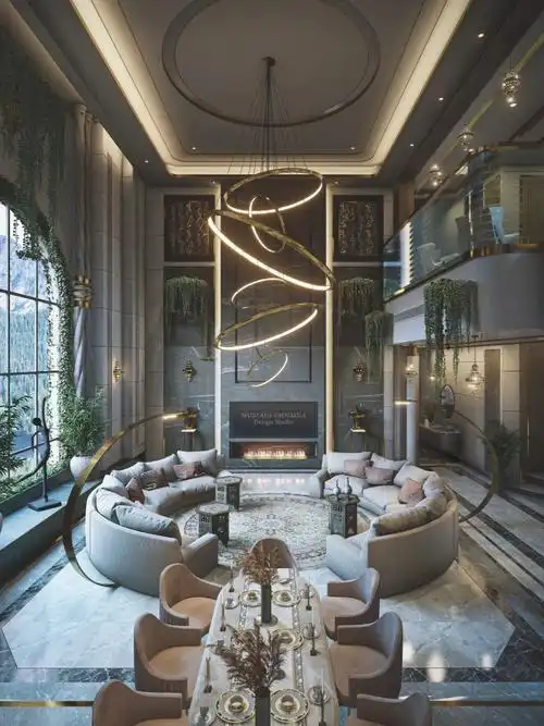 现代风奢华高档气派别墅室内空间设计