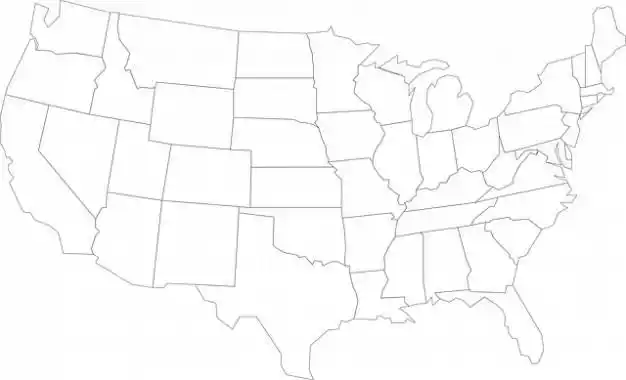 美国地图简笔画带名字