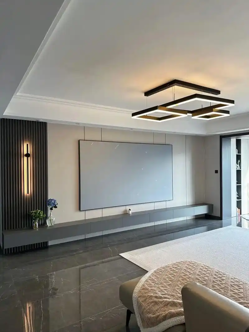 沙发背景墙隐形门.#同城装修精选 #无主灯客厅餐厅一体效果图 - 抖音