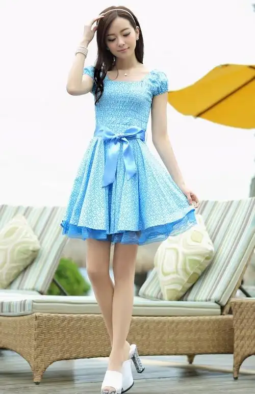 气质淑女2015春夏女装修身新款雪纺连衣裙碎花韩国代购花色短裙美