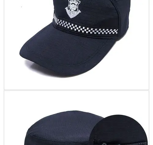 保安帽新款物业特训作战黑色鸭舌帽男女款大檐安保户外平顶透气帽