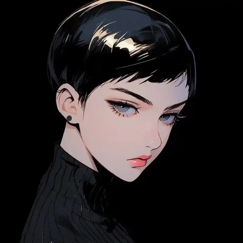 复古动漫女头.短发酷女孩#优质头像 #该换头像啦 #ai次元 - 抖音