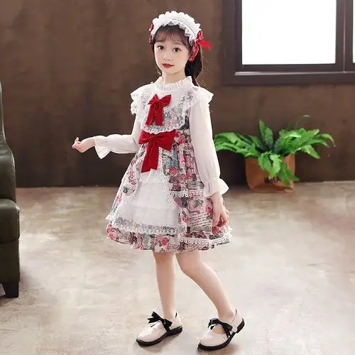 儿童洛丽塔公主连衣连衣裙裙子洋气高端女童周岁民族服装