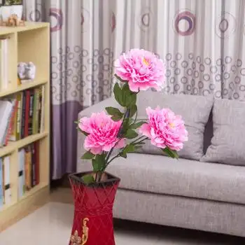 牡丹/高品质仿真牡丹花落地假花客厅摆放花卉绢花仿真花束装饰花 粉红