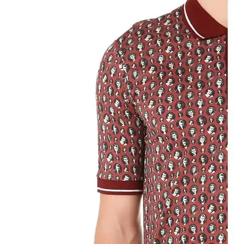 dolce&gabbana/杜嘉班纳 男士酒红色人像印花短袖polo-t dgg8eo7tg7