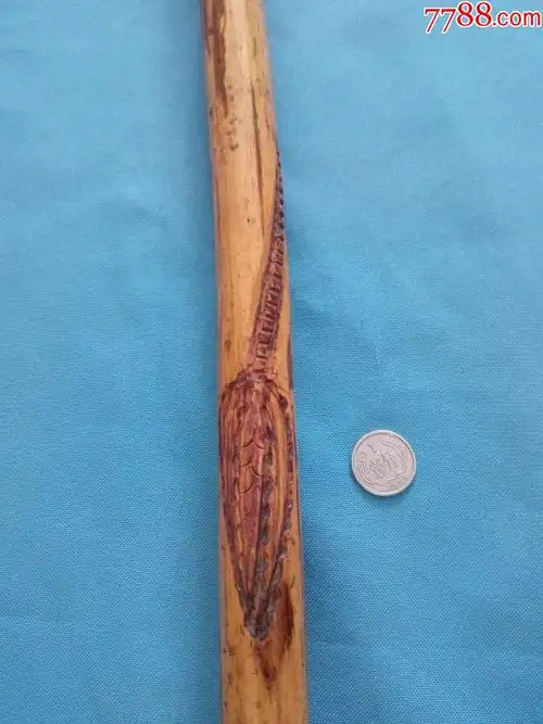 大自然的杰作纯手工雕刻艺术品龙凤呈瑞枣木寿仗吉祥文明棍拐杖
