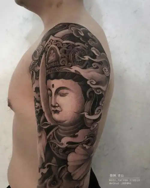 普贤菩萨纹身图片_手臂新传统普贤菩萨佛纹身图案