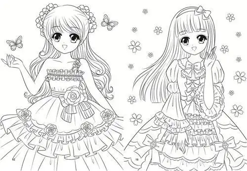 公主美少女动漫简笔画