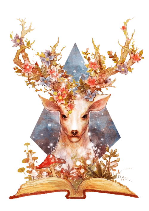 可下载创意水彩手绘鹿森林鹿角鹿头剪影麋鹿动物手绘小鹿创意鹿背景