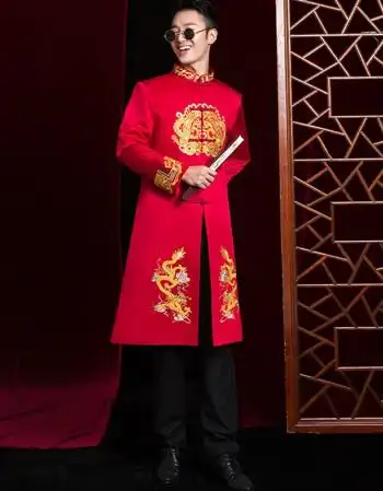 秀禾服男新郎中式结婚礼服秋季2020新款唐装大码秀禾男士冬龙凤褂大