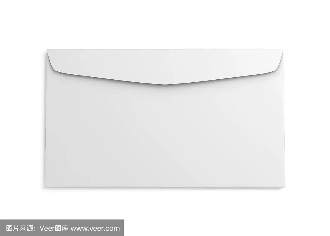 信封背面孤立在白色背景上.
