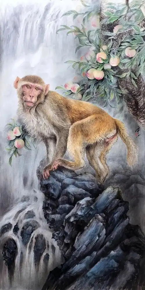 《长乐寿》138x69cm (2021年)纸本纸本:《枫猴图》138x69cm2023年12月