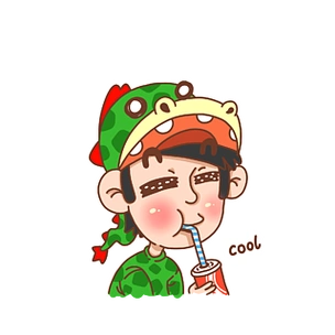 q版可爱喝可乐的男孩子表情包设计