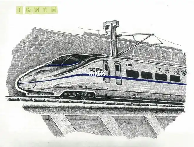 手绘国产25t客车以及律所冠名的高铁