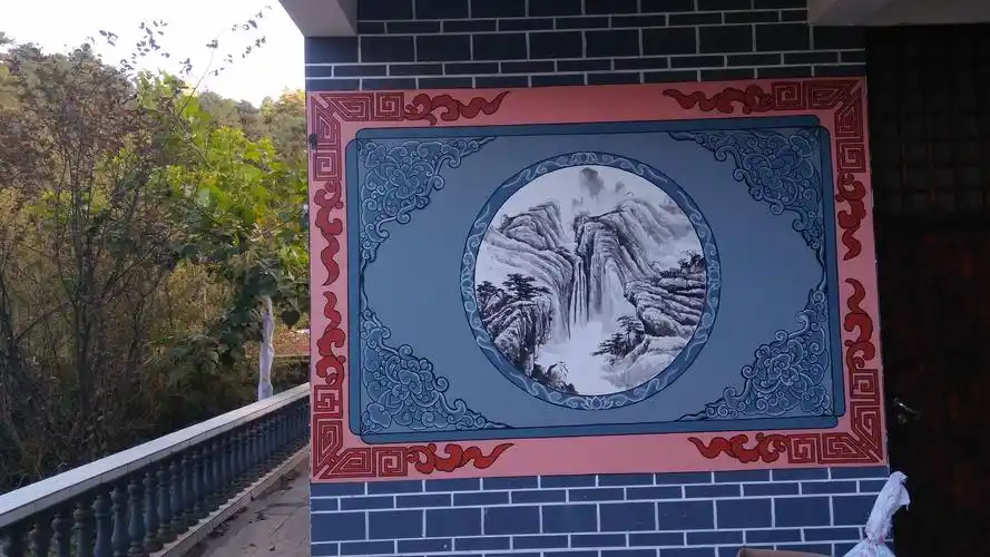 白族民居云南白族文化墙体彩绘壁画墙绘白族民居彩绘