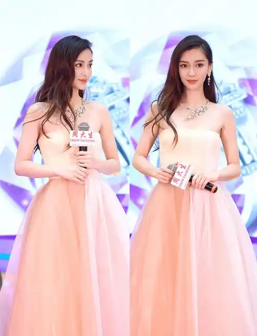 angelababy穿公主风抹胸纱裙甜美似少女