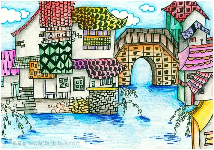 儿童画作品枫桥彩色儿童画