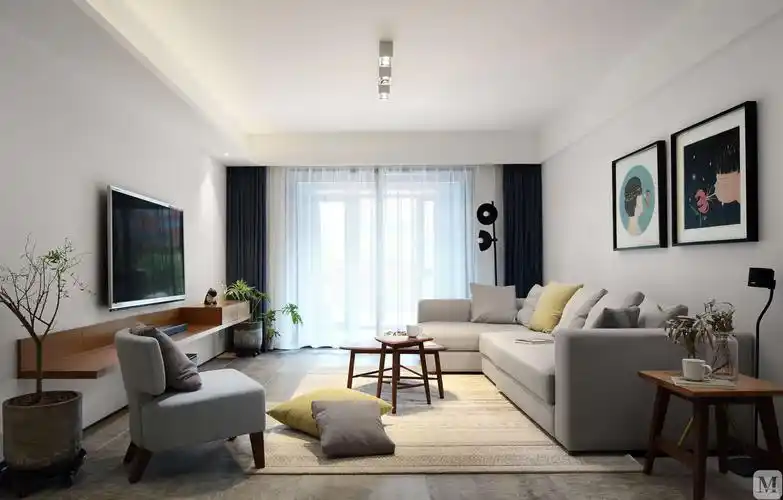 简约客厅窗帘装修效果图