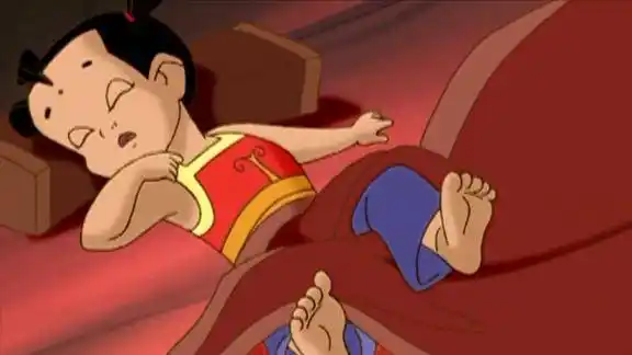 哪吒传奇小奶吒睡觉也不老实光着小脚丫在床上滚来滚去