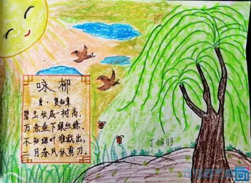古诗咏柳儿童画简笔画
